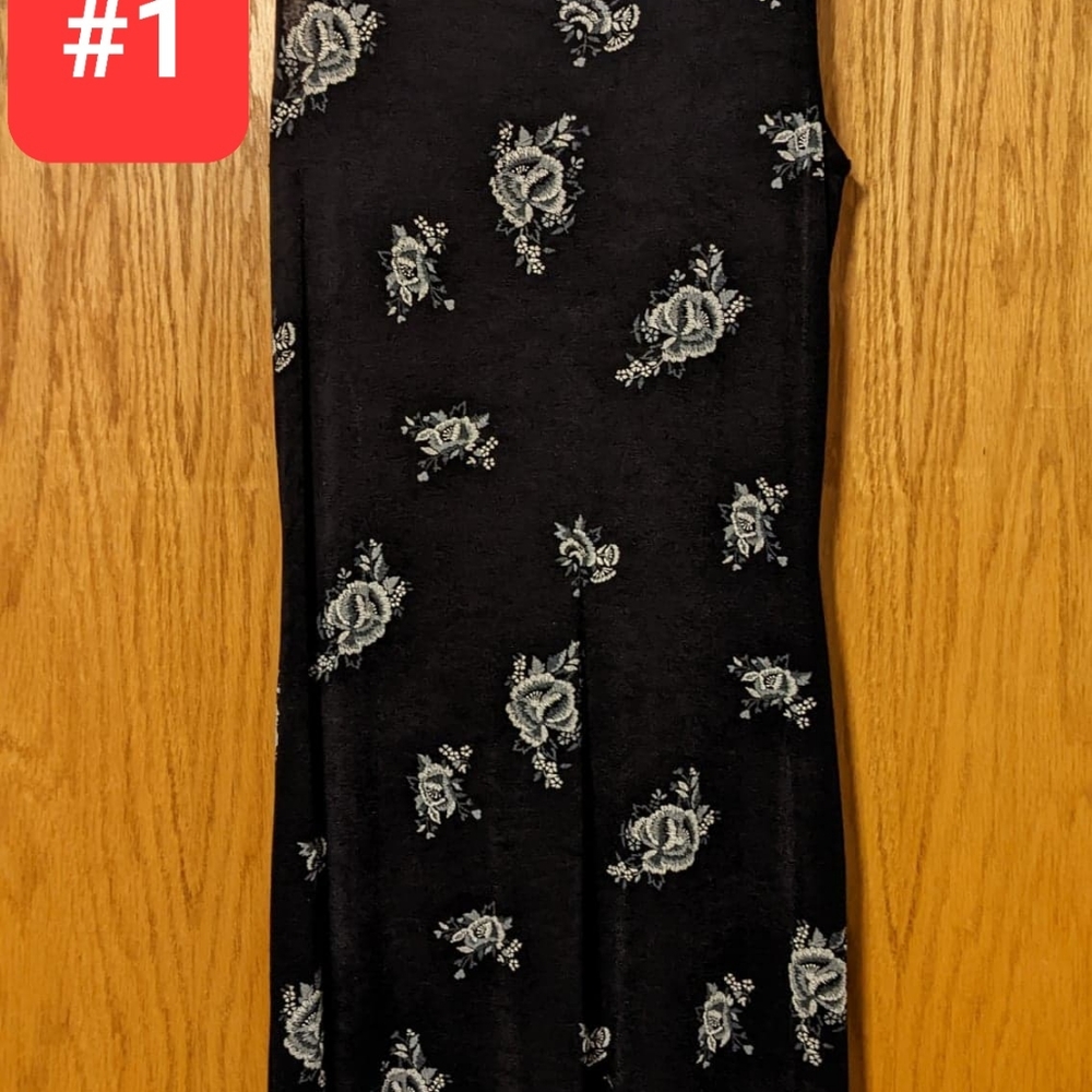 Black with Silver/Grey/White flowers dress
